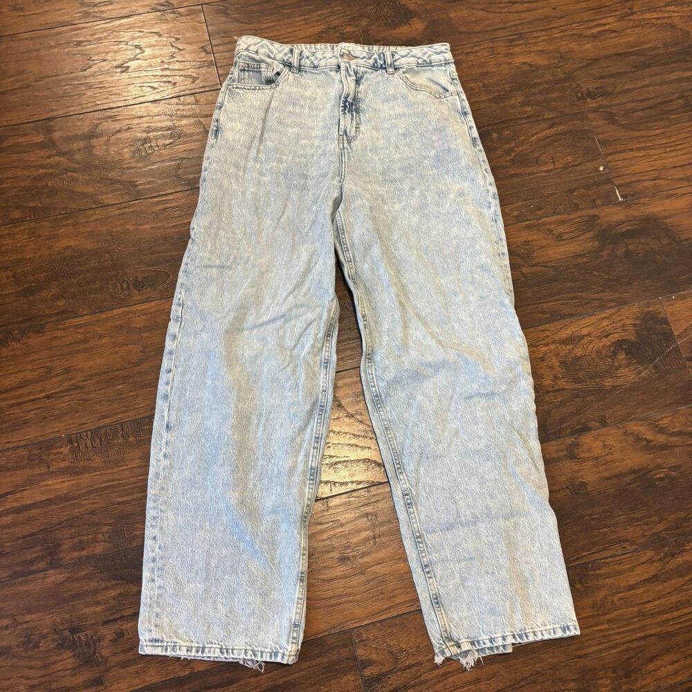 Primark Denim & Co Light Wash High Waisted Wide Leg Baggy Jeans size 8